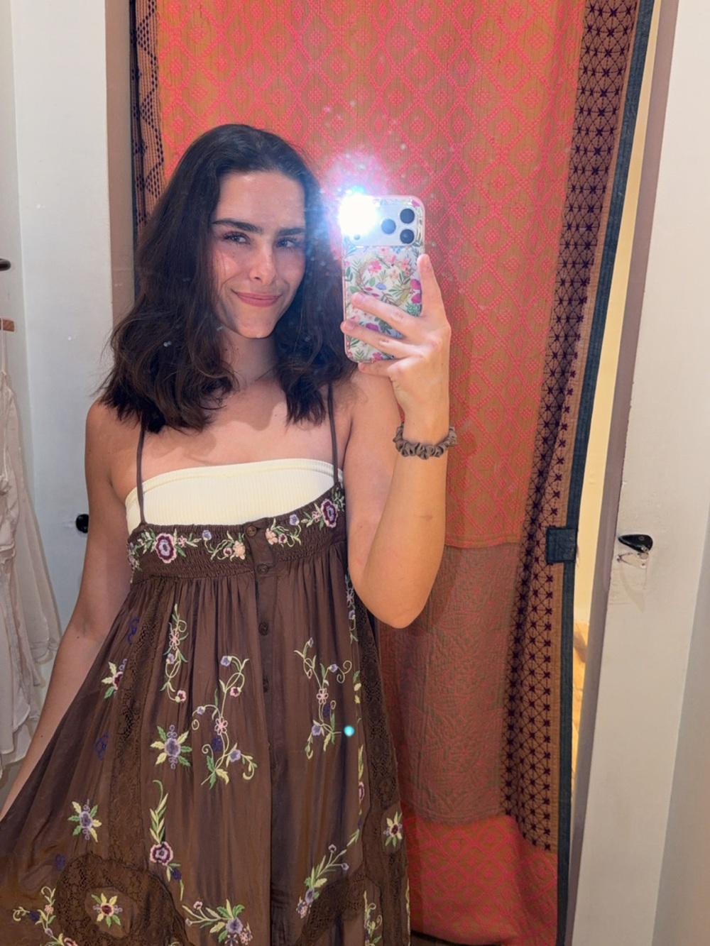 Brown Floral Embroidered Maxi Sundress - Picture 2 of 2